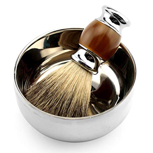 Grandslam Shaving Bowl And Brush Kit, Stainless Steel Shaving Bowl With Mirror And Lid, Wide Mouth, Shaving Kit For Men #TOP4