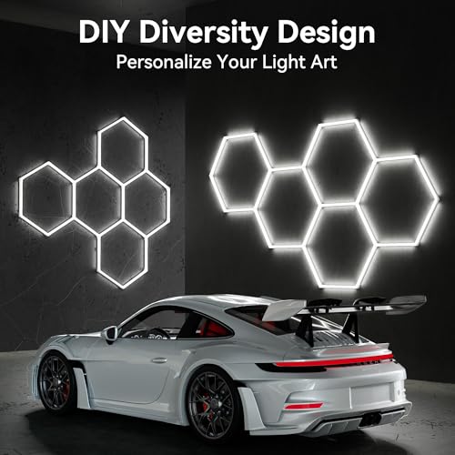 modern hexagon garage lights25 pack 216w 25920lm high brightness hexagon garage led lights for garage shopping mall workshop and car detailing shop etc   