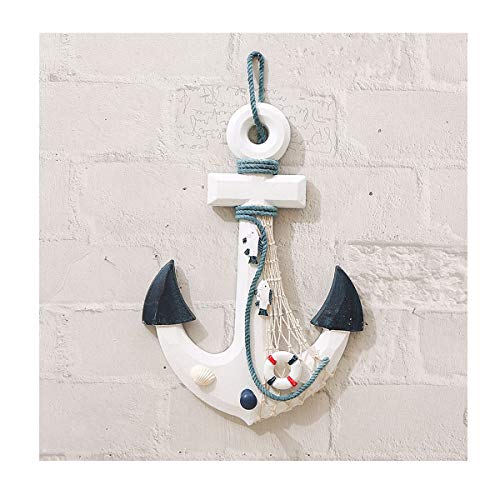 WOHSEROM Ancre de bateau artisanale méditerranéenne de style méditerranéen pour bateau,Ancre de bateau pour la maison et accessoire de bateau décoratif à suspendre(22cm X 32cm) Cover