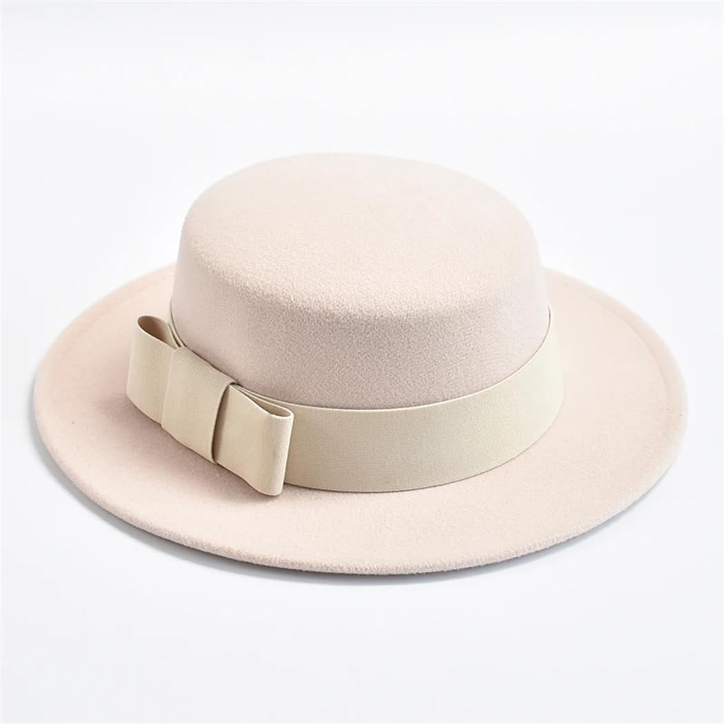 Cappello Fedora da donna, elegante, formale, per matrimonio, decorazione da chiesa, cappello piatto con fiocco per feste e jazz