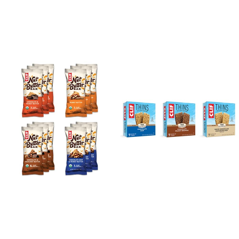 CLIF Nut Butter Bar Variety Pack 12 Count + CLIF Thins
