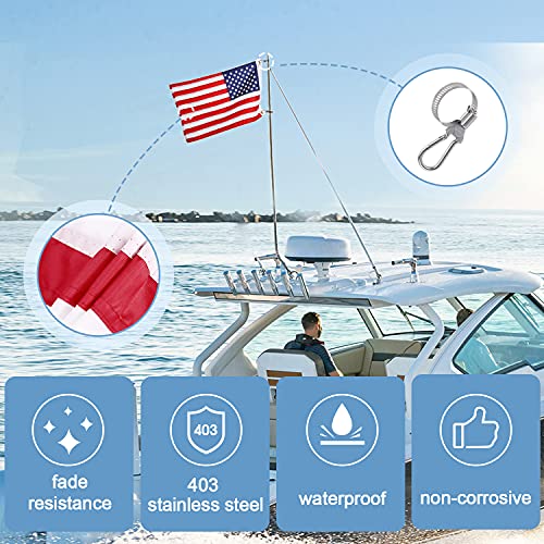 Affordura Boat Flag Boat American Flag For Boat With 4 American Boat Flag Clips (0.08-1.4 In) Us Boat Flags 12X 18 U.s. 50 Stars Sewn Individually 2 Brass Grommets #TOP3