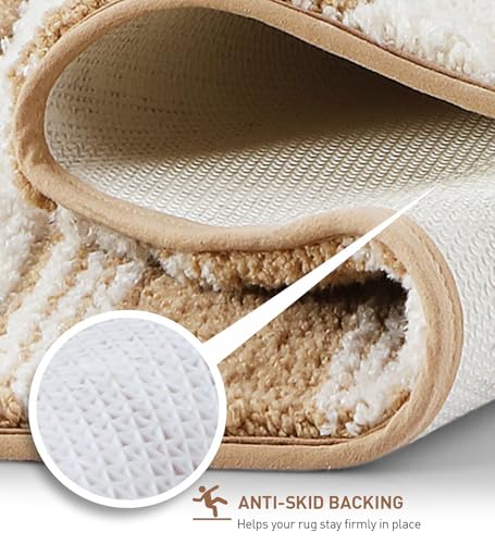 Image of Obsessions Soft & Plush Bath Mat | Quick Dry, Stain & Skid Resistant | Luxuriously Soft, Long Lasting Color | TPR Latex Backing, Size 40x60 cm, Light Beige & Dark Beige