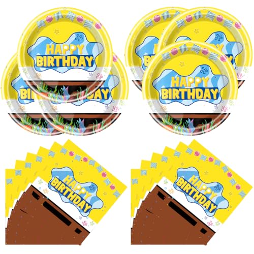 Yellow Birthday Party Supplies 20 Plates and 20 Napkins Yellow for Kids Birthday Party Decorations