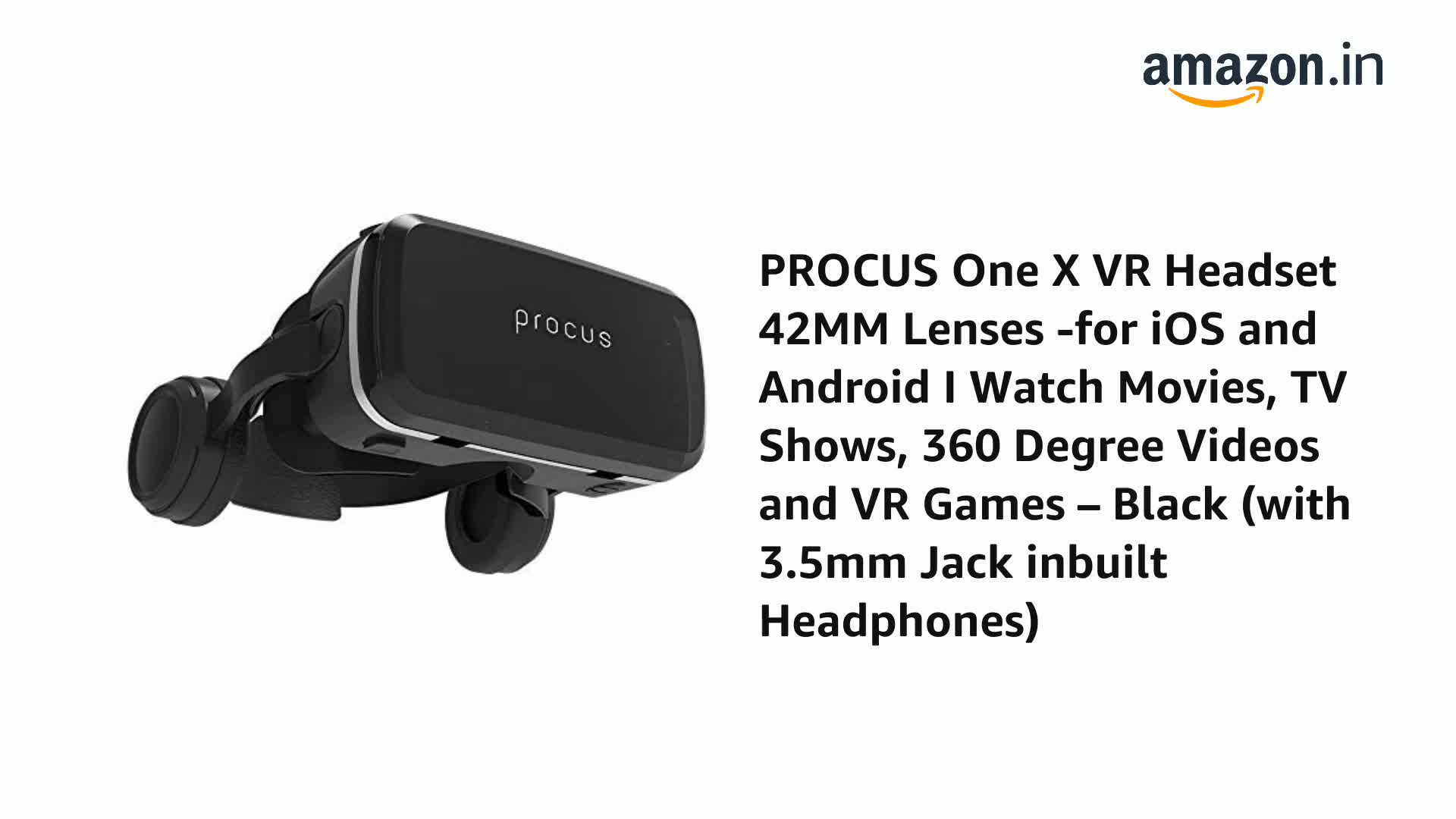 PROCUS One X VR Headset 42MM Lenses -for iOS and Android I Watch