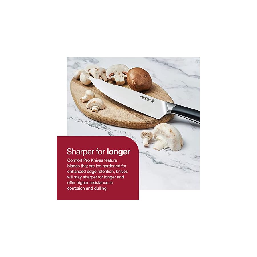 Zyliss-Comfort-Pro-12-Piece-Cutlery-Block-Set-German-Stainless-Steel-Kitchen-Knife-Set-Dishwasher-Safe-Knife-Set-Acacia-Knife-Storage-Block-12-Pieces Zyliss Comfort Pro 12-Piece Cutlery Block Set - German Stainless Steel Kitchen Knife Set - Dishwasher Safe Knife Set & Acacia Knife Storage Block - 12 Pieces