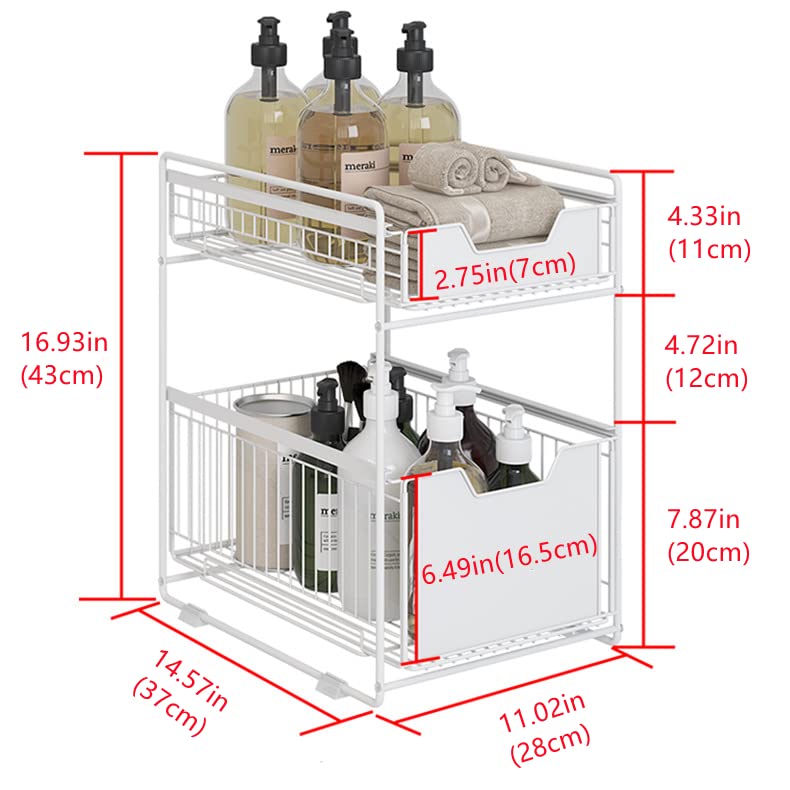 Set van 2 lagen organizer voor onder de gootsteen - keuken badkamer opslag plank met