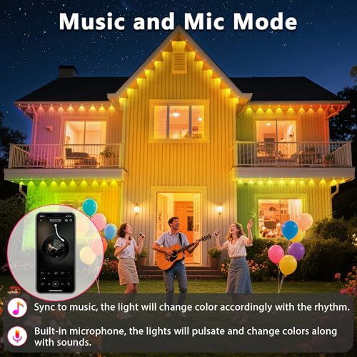 Image of 300FT Permanent Outdoor RGB Lights, IP67 Waterproof Smart Eave Lighting, with App /Remote Control Eaves Light, DIY LED Scenes Modes for House Roof Decor,Christmas,Party