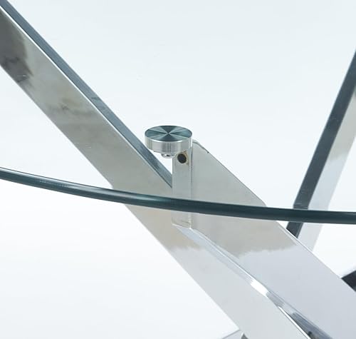 Miniatura 70 de Mesa de comedor de cristal de 51 pulgadas para 4, mesa de comedor rectangular contemporánea con parte superior de vidrio templado y patas de acero