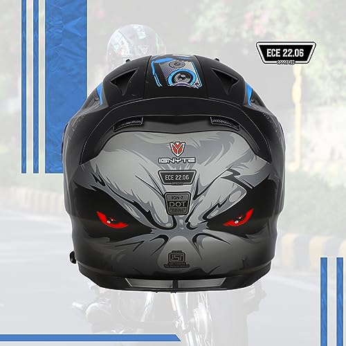 Image of Ignyte IGN-7 Bug ECE 22.06 /ISI /DOT Certified Full Face Graphic Helmet with Outer Anti-Fog Clear Visor and Inner Smoke Sun Shield
