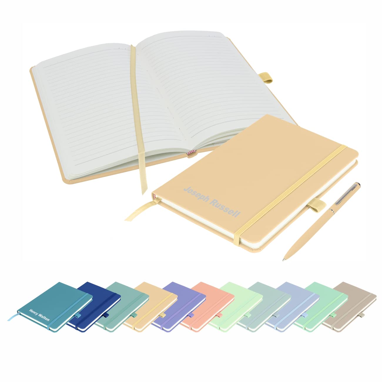 That's My Pencil Pastel Shades A5 Notebooks Personalised with name/Note Pad- Printed with Name with a matching pens (Pastel Tan) โ image 1