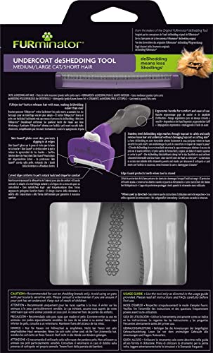 Image of FURminator Undercoat deShedding Tool for Medium /Large Short Hair Cats Over 4.5 kg, Violet