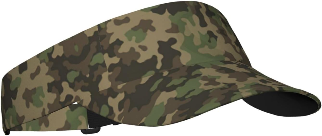 Green camo Print Sports Sun Visor Hats,Adjustable Sun Caps for Men Women Adults Lightweight