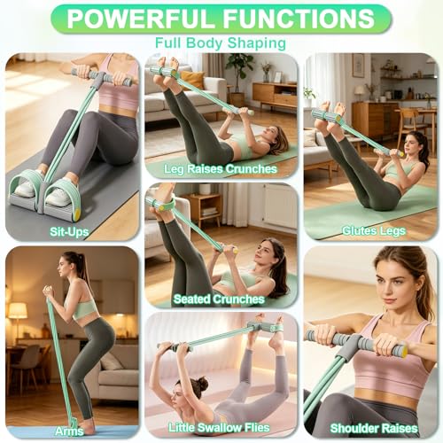 Image of Multifunction Tension Rope, 6-Tube Elastic Yoga Pedal Puller Resistance Band, Natural Latex Tension Rope Fitness Equipment, for Abdomen /Waist /Arm /Leg Stretching Slimming Training