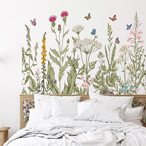 6 Pieces Flowers Wall Decals Vinyl Dragonflies Flowers Wall Stickers Removable Floral Wall Murals Peel And Stick Colorful Flower Wall Decor For Girls Bedroom Living Room Nursery (Flowers) #TOP4