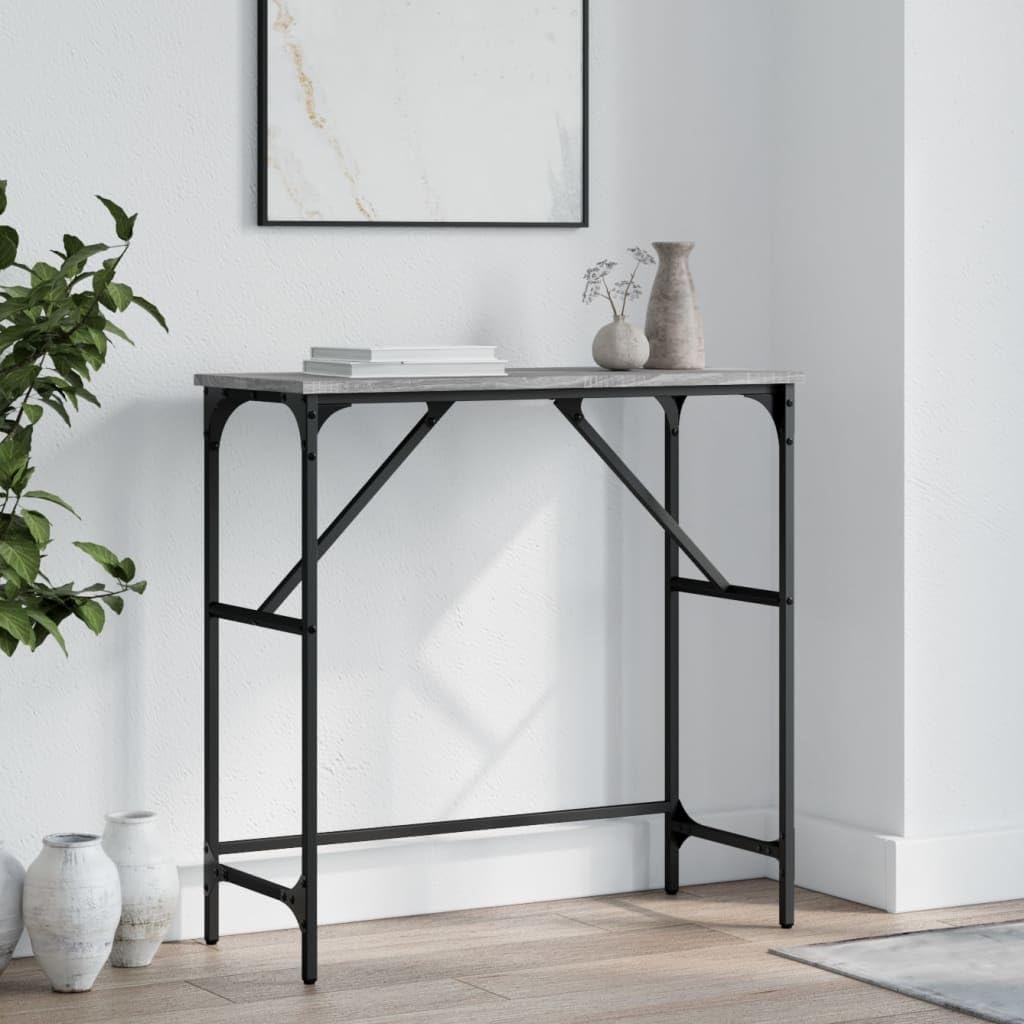 Tavolino Alto E Stretto Tavolino Soggiorno Moderno Tavolino Basso Da Salotto Salotto Da Giardino Esterno Tavolino Consolle Grigio Sonoma 75x32x75cm in Legno Multistrato per Sala Studio