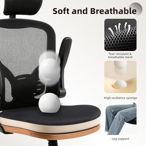 Image of 10 Pack Ergonomic Office Chair with 3D Adjustable Headrest, Mesh Home Office Desk Chairs with Lumbar Support & Flip-Up Armrests for Office, Home and Conference Room(10 Pack)
