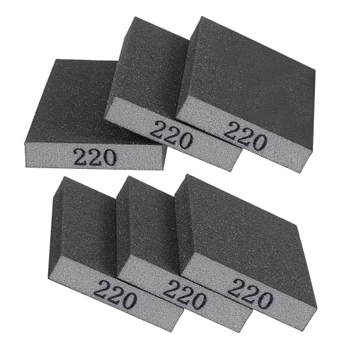 Lot de 6 éponges abrasives - 220 Blocs de Papier abrasif - Réutilisables - Lavables - pour Le meulage, Le Polissage, Le métal, Le Bois, l'acier, l'acier Inoxydable, Les Verres
