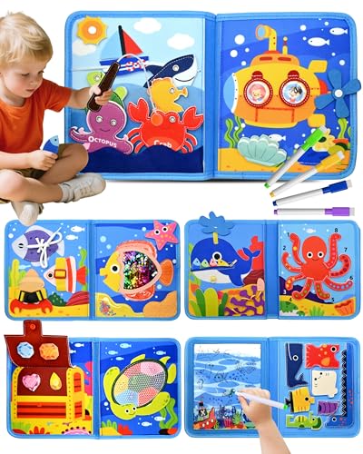 Meafeng Busy Board Spielzeug ab 1 2 3 Jahre, Meeres Thema Quiet Book...