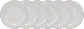 Estojo com 6 pratos rasos. Modelo redondo com relevo aspen. Branca. Fabricado pela porcelana schmidt.