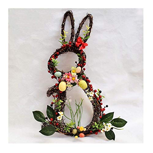Guirlande de Noël lapin suspendu en rotin durable pour habiller la fenêtre avec élégance