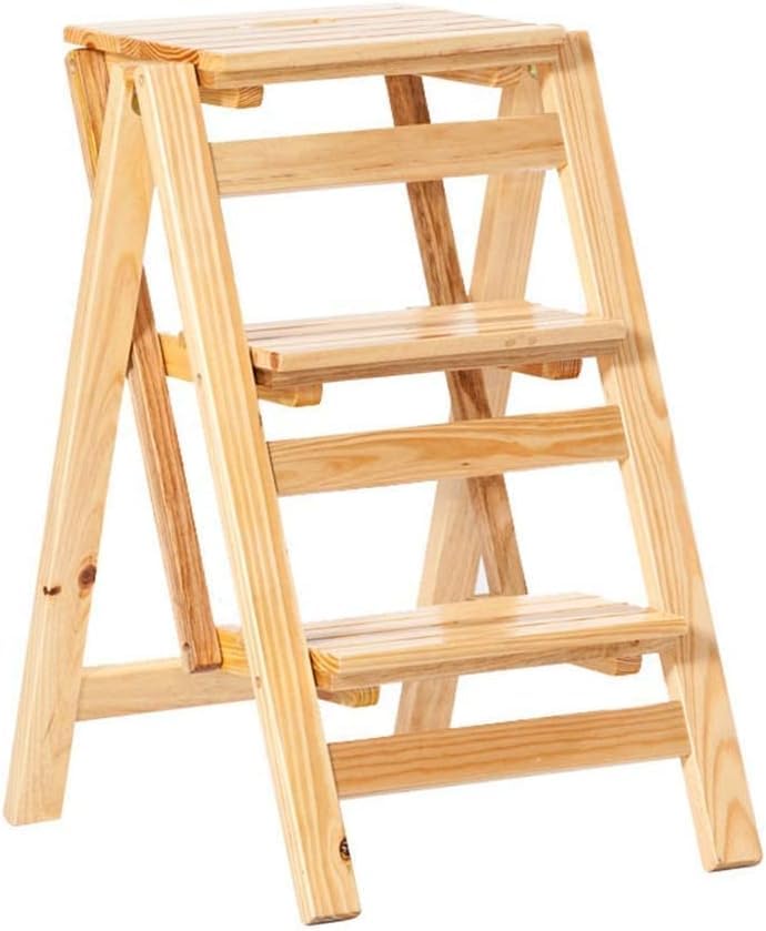 Silla Soportes para Macetas y Escalera Plegable compacta de Madera