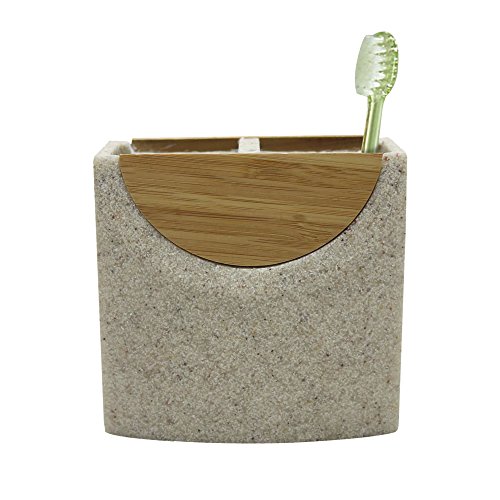 nu steel Brogan Toothbrush Holder Stand for Vanity Countertops in Master, Guest, and Kids' Bathrooms -Resin (BR4H)