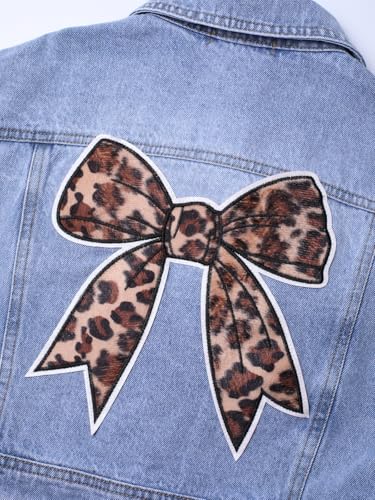 Image of WELAKEN Print Denim Jacket for Girls & Kids II Little Girl's Button Down Crop Jean Jacket Coat