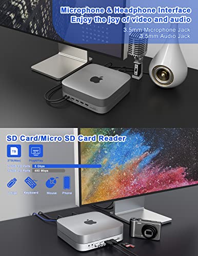 Mac Mini Dock con ranura SSD HDD hub USB C conector HDMI VGA para modelo M1 6