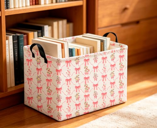 Image of CLOCOR Rectangular Storage Basket Empty,Gift Basket,Waterproof Storage Bin,Room Decor(Spring Flower)