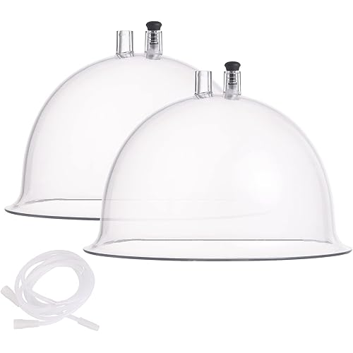 Vacuum Cupping Machine Accessories, Meifuly Upgraded Premium 7.28inch Diameter Extra-Large Vacuum Therapy Machine Cups with Y Type Hose (1 Pair)