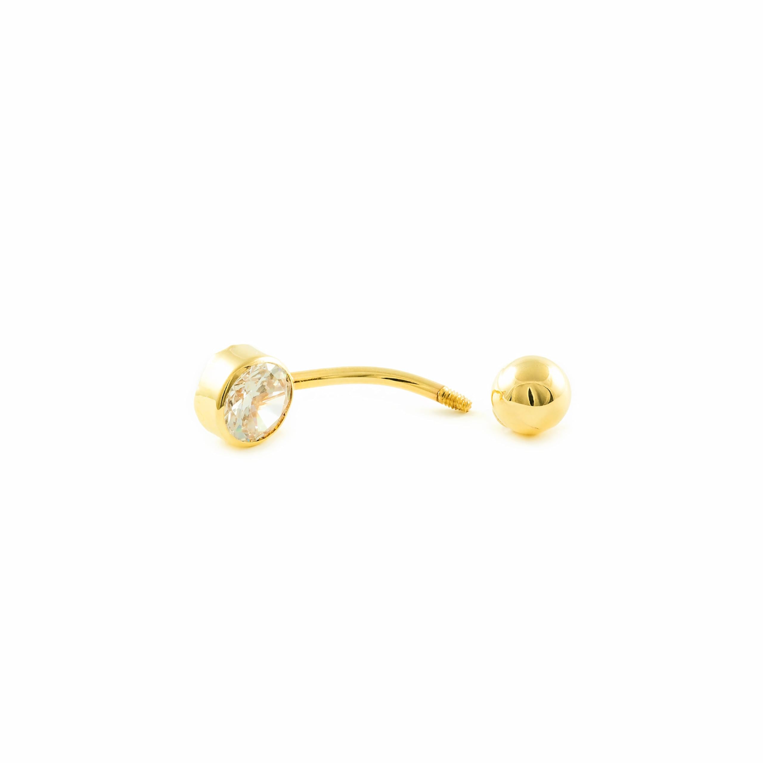 Piercing Gelbgold 18K Bauchnabel Rund Zirkonia 6 mm Glanz - Geschenkbox - Garantiezertifikat - Mondepetit