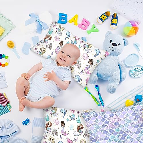 Image of Ganeen 2 Pcs Mermaid Toddler Pillowcase Sized 14 inch x 19 inch Fits 12 inch x 16 inch or 13 inch x 18 inch Cotton Pillow Cover Kids Soft Pillowcase for Travel Girl Boy Infant Sleep(Mermaid)