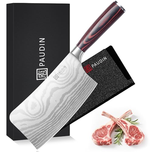 PAUDIN Hackmesser 18 CM, Profi Chinesisches kochmesser für Küche und Fleisch, Extrem Scharf Fleichmesser und Küchenbeil, Hochwertigem Edelstahl...