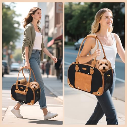 Image of Dog Carrier Purse, Pet Carrier, Foldable Waterproof Premium Nylon Pet Travel Portable Bag Carrier for Cat and Small Dog Home /Outdoor Medium Black