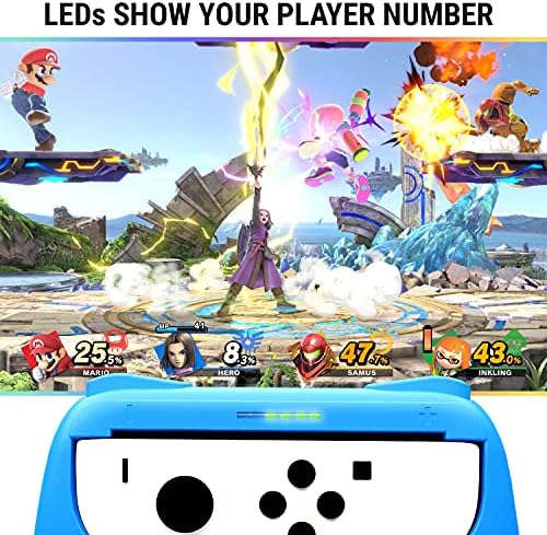 Orzly Grips for Nintendo Switch Joycon Controller Grips for Super Smash brothers and other games. Party [4 Pack] Joy-cons Grips with LED Light Edition - Patented Design