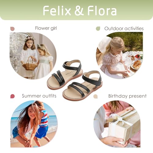 Image of Felix & Flora Toddler Girl Sandals - Little Girl Easter Dress Shoes Lightweight Open Toe Beach Holiday Flats