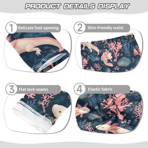 Cartoon Peach Axolotls Coral Reef Girls Leggings Kids Yoga Pants Dance Active Tights 4T3