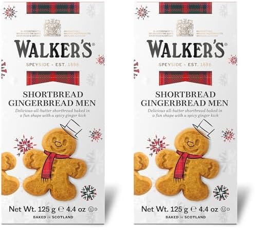 Walker's Shortbread 8 galletas de jengibre para hombre, galletas de mantequilla pura, 4 onzas (paquete de 2)
