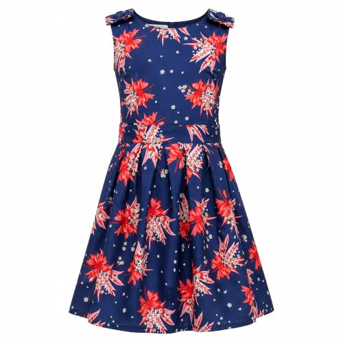 Image of Miss Lavish London Kid Dress for Girls, Shoulder Bow Printed Party Dress, Summer Dress for Girls, Kids Printed Dress for Birthday, Vacation, Wedding & Festival Girls Dresses