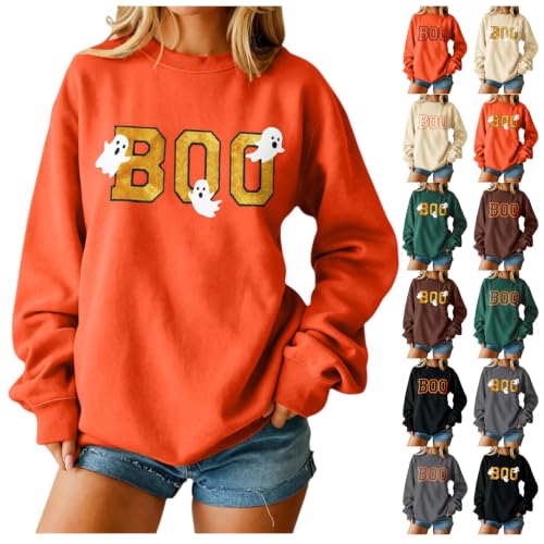 Halloween Sweatshirt for Women Casual Crewneck Graphic Pullover Tops - image 1