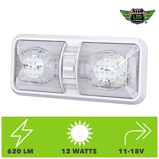 5 Pack Leisure LED RV LED Ceiling Double Dome Light Fixture with ON/OFF Switch Interior Lighting for Car/RV/Trailer/Camper/Boat DC 12V Natural White 4000-4500K 48X2835SMD (Natural White 4000-4500K, 5) - Image 7