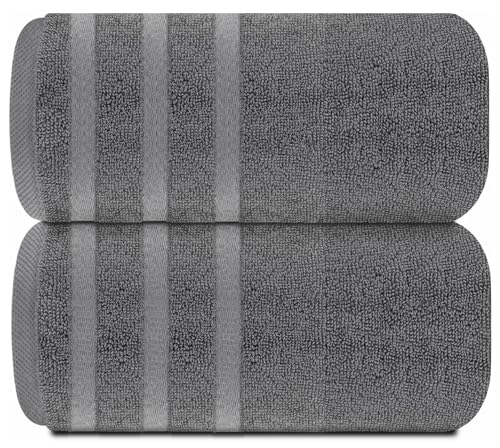 TEXTILESY Pack of 2 Super Jumbo Bath Sheet Premium 100% Egyptian Combed Cotton 100 x 200 cm-600 GSM Super Soft Large Bath Sheet Towels (Cotton Charcoal Grey)