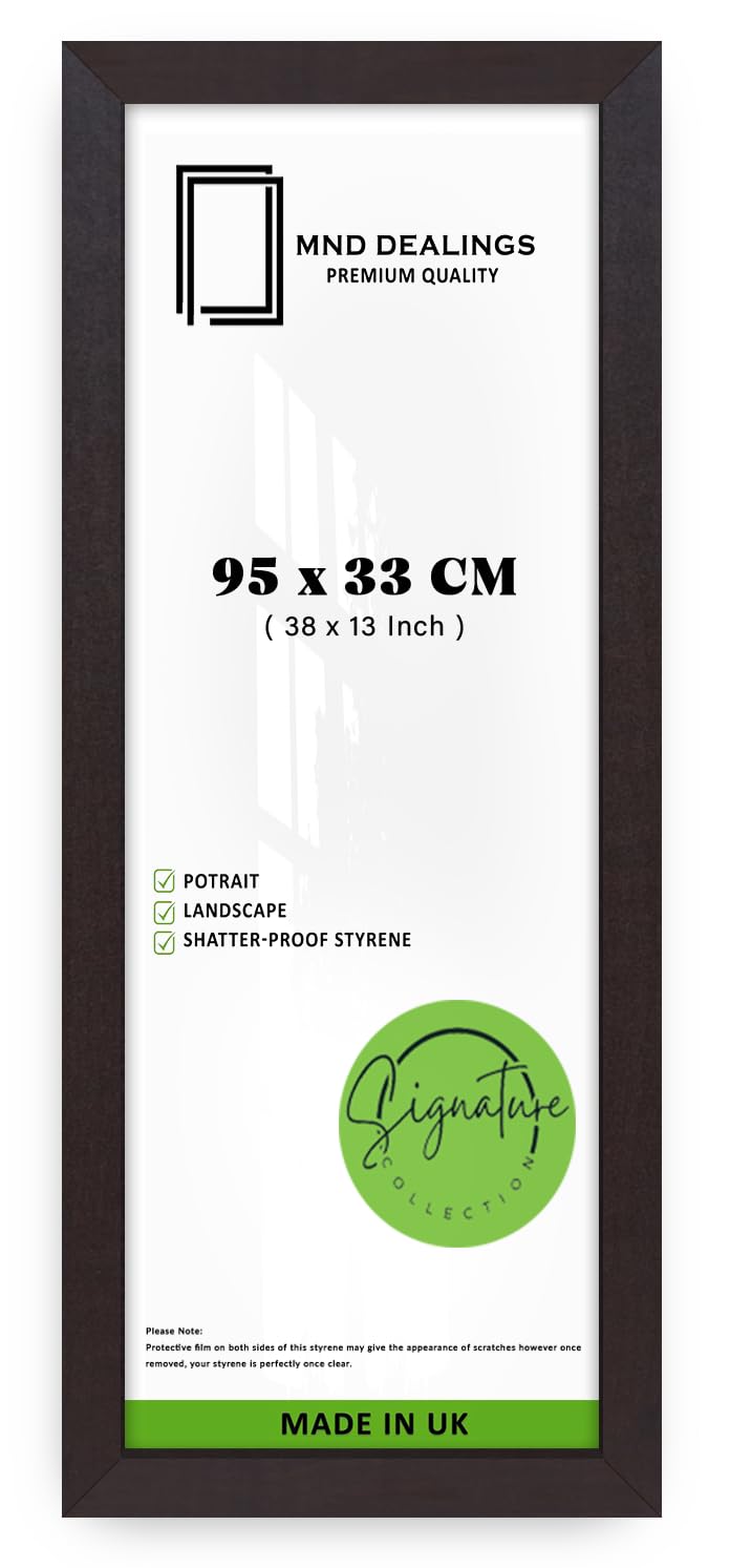 Mnd Dealings Mahogany Elegant Flat Style Wide 33X95 Cm Poster Frame| Use As Home Decor/Wall Gallery/Art Work/Picture Frame | Solid Mdf Wood With Hd Perspex (Mahogany)