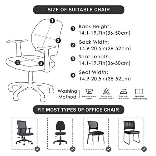 Forcheer Office Chair Cover Water Resistant Pu Black Stretch Jacquard Elastic 2 Piece With Arms Computer Chair Slipcover For Armrest Desk Chairs #TOP3