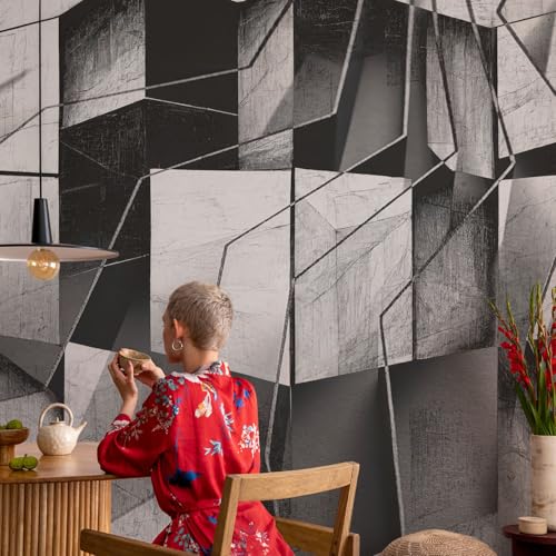 Décoration intérieure salon avec le décor mural adhésif géométrique 152x104 cm moderne - 4