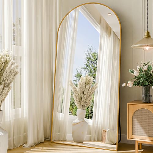 Image of 76 inchx34 inch Floor Mirror Full Length, Arched Full Length Mirror with Stand, Large Full Body Mirrors for Bedroom Living Room or Cloakroom Gold