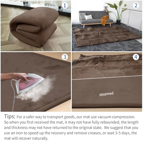 Image of Baby Play Mat for Floor,1.3 inch Thick Memory foam Tummy Time Mat,Soft Coral Velvet Nursery Rug,Extra Large Non Slip Crawling Mat for Toddlers,Infants,kids,Yoga,Tatami Style for Living Room(Dark Brown)