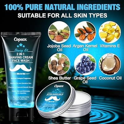 Shaving Kit for Men,Mens Shaving Kit w/Natural Cologne Shaving Cream,Balm,Bowl,Tumbler Cup,Mens Self Care & Grooming Valentines Fathers Day Birthday Gifts for Men Dad Him Boyfriend Christmas Gift Set