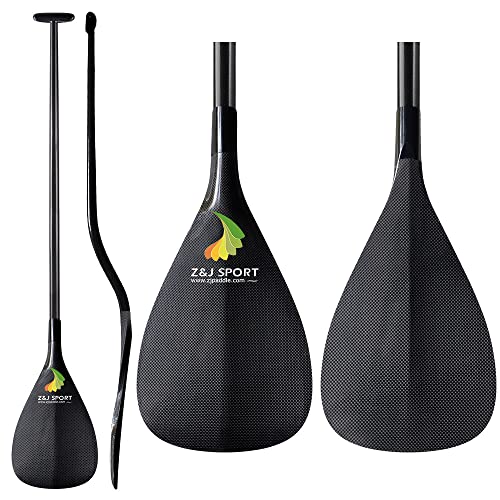 Z&J SPORT Outrigger Canoe Paddle Full Carbon, Hawaii Style OC Paddle with Double Bent Shaft Lightweight Carbon Paddle for Waka AMA, va'a(M,47